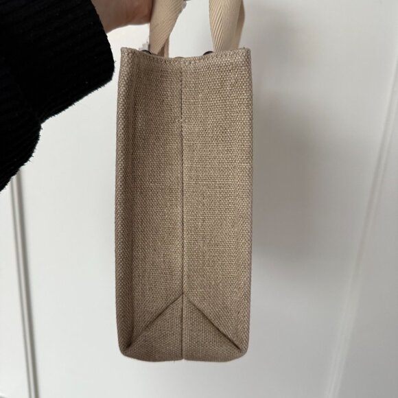 Chloé Canvas Leather Top Handle Tote Bag In Sand Beige Logo Detail Open Top - Picture 8 of 12